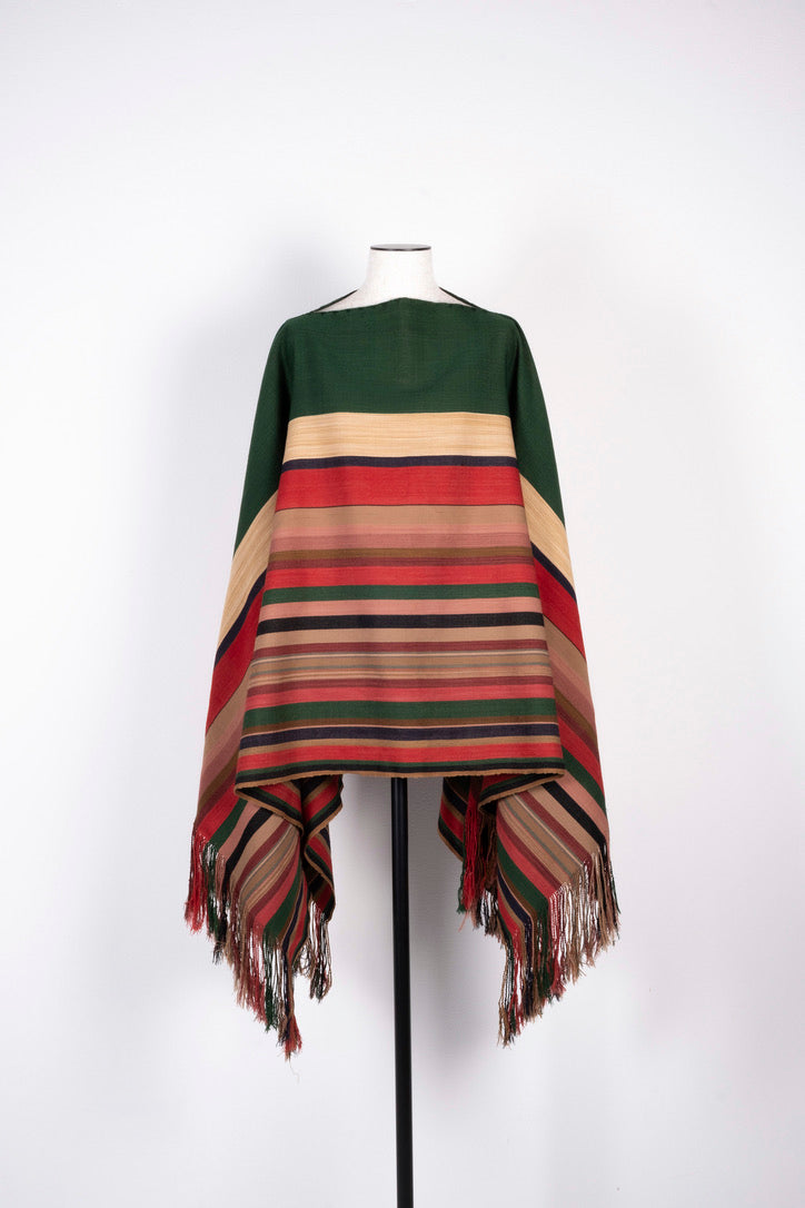 Alpaca and Cotton Green Poncho