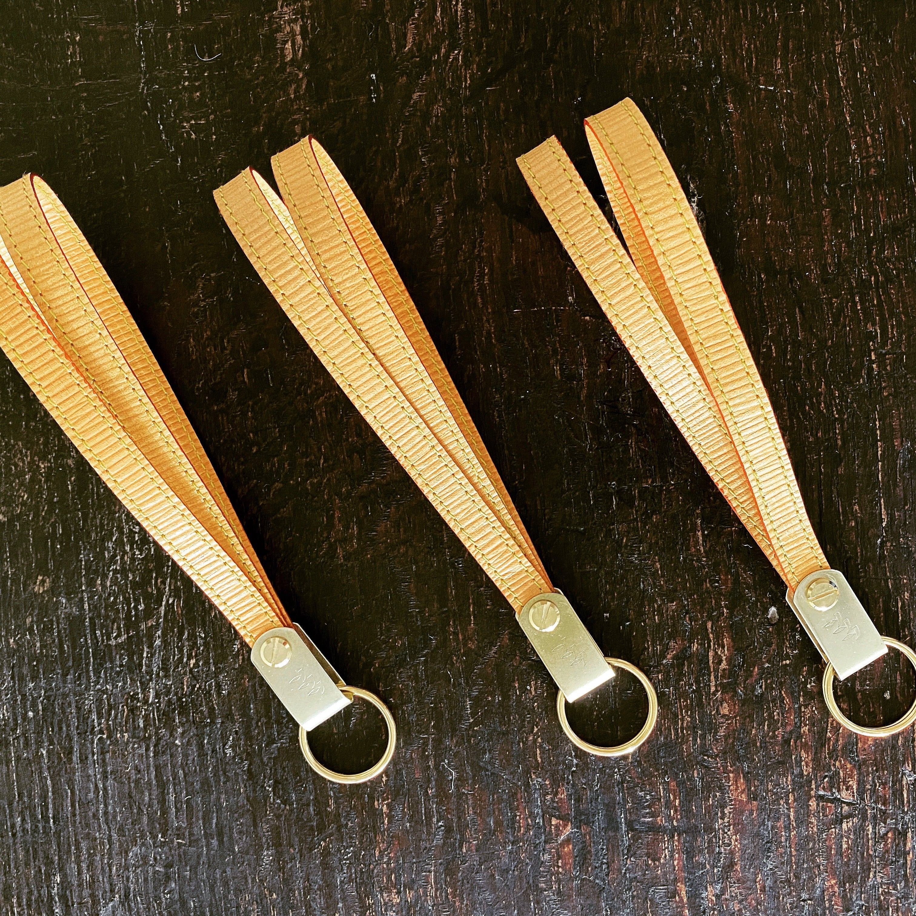 2 Stripe Leather Keyring